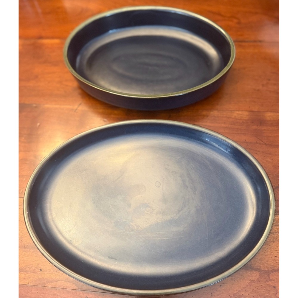 Denby Bokhara Kismet Blue Green Stoneware Oval Serving Platter 12.5" & Bowl Set